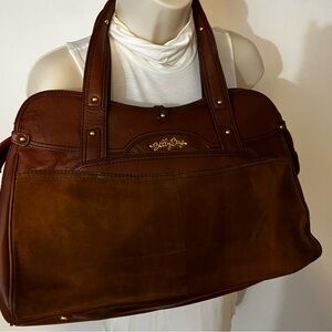 Vintage ! BillyBoo Leather & Suede Tote Bag in Chestnut Brown